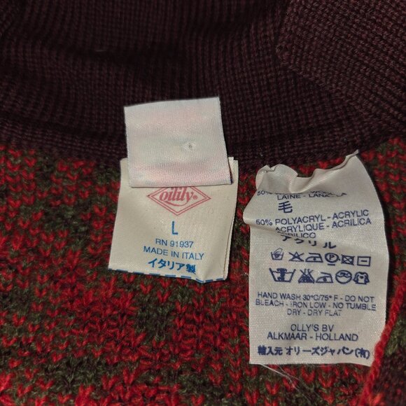 Oilily Fall Color Long Sleeve Wool Blend Cardigan Sweater Woman's Size L - Picture 3 of 7